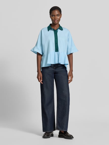Essentiel Antwerp Relaxed Fit Kurzarmbluse aus reiner Baumwolle Modell 'KAYLEE' Hellblau 1