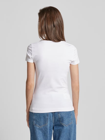 GUESS T-shirt z obszyciem kamieniami stras model ‘HEART’ Biały 5