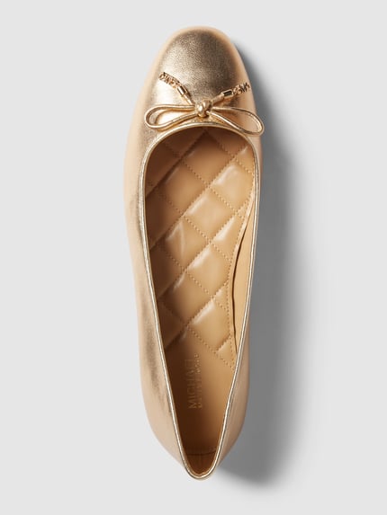MICHAEL Michael Kors Ballerina's van leer met strikdetail, model 'NORI' Goud gemêleerd - 3