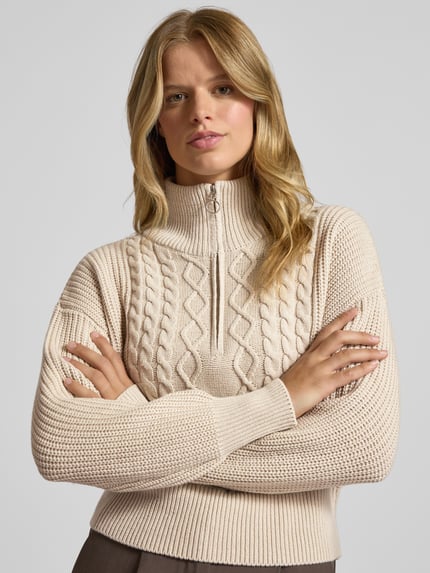 ONLY Regular Fit Troyer aus Baumwoll-Mix Modell 'DORITTA' Offwhite 3