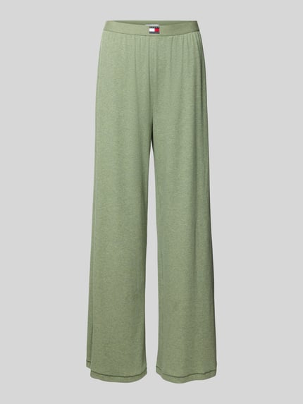 Tommy Hilfiger Wide Leg Pyjama-Hose aus Baumwoll-Mix Hellgruen 1