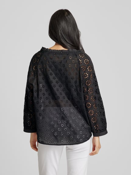 Marc Cain Blusenshirt mit Lochstickerei Black 5