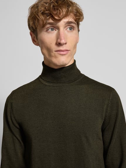 Blend Rollkragenpullover mit Label-Detail Oliv Melange 3