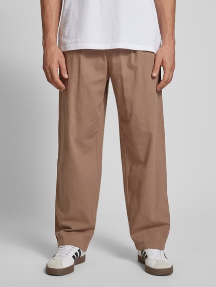 REVIEW Straight Leg Bundfaltenhose aus Baumwoll-Leinen-Mix Mud 4