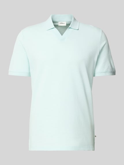 Produktfoto, jasnoniebieska koszulka polo Regular Fit Poloshirt aus Baumwoll-Mix von s.Oliver RED LABEL, jednolita tekstura, neutralne tło