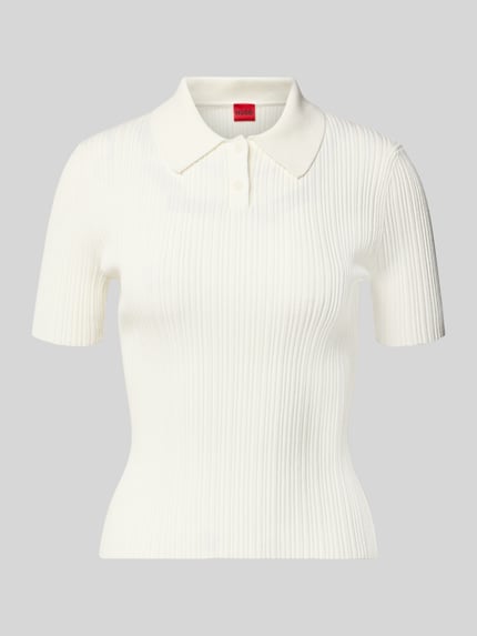 HUGO Slim Fit Strickpullover aus Viskose-Mix Modell 'Sareplette' Offwhite 2