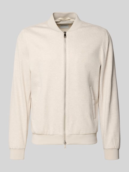 Produktfoto, Blouson aus Viskose-Mix mit Zweiwege-Reißverschluss von Roy Robson, Regular-Fit, Stehkragen, Farbe Beige, glatte Struktur, Eingrifftaschen, Rückenlänge 68 cm, Schulterbreite 47 cm, Brustweite 59 cm, Ärmellänge 68 cm, Größe M