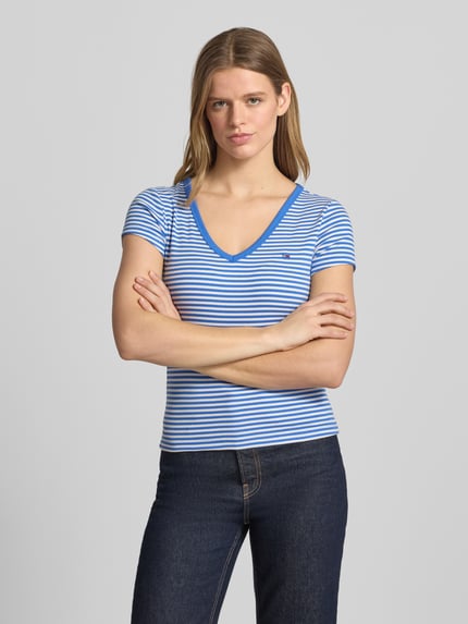 Tommy Jeans t-shirt o kroju slim fit z mieszanki bawełny Niebieski 4