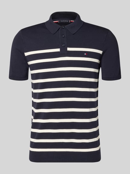 Tommy Hilfiger regular fit gebreid poloshirt van puur katoen Marineblauw gemêleerd - 2