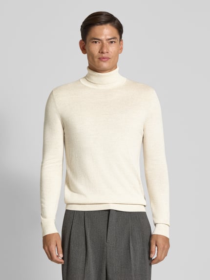 Christian Berg Men Pullover van wolmix met col Ecru gemêleerd - 4