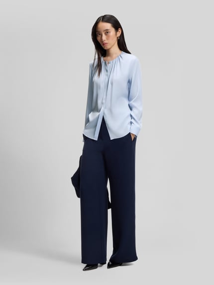 BOSS Zijden blouse met plooien Lichtblauw - 1