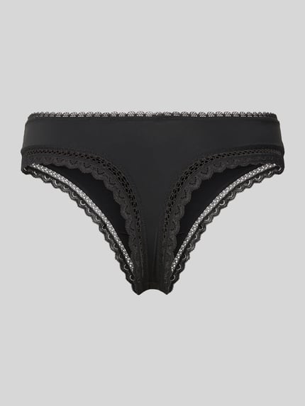 HUGO String met kant, model 'UNIQUE' Zwart - 3