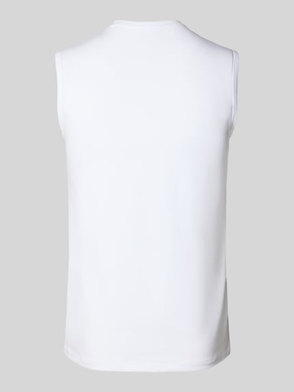 Produktfoto, weißes Muscle Shirt mit Rundhalsausschnitt Modell 'Daily Comfort' von FALKE, gerade Form, breite Träger, glatte Oberfläche