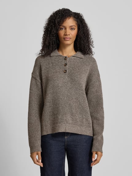 My Essential Wardrobe Oversized gebreide pullover met polokraag, model 'Paloma' Lichtblauw gemêleerd - 4