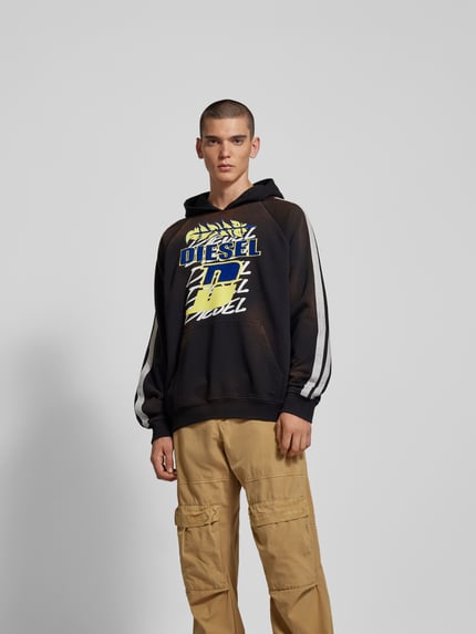 Diesel hoodie met labelprint Zwart - 4