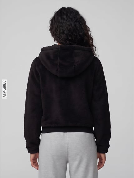 ONLY Regular fit teddyjack met capuchon model 'NEWANNA' Zwart - 5