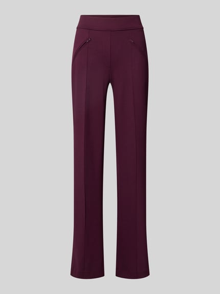 Produktfoto, Flared Fit Stoffhose aus elastischem Viskose-Mix von Smith and Soul in Dunkellila mit Eingrifftaschen und Ziernähten, glatte Textur