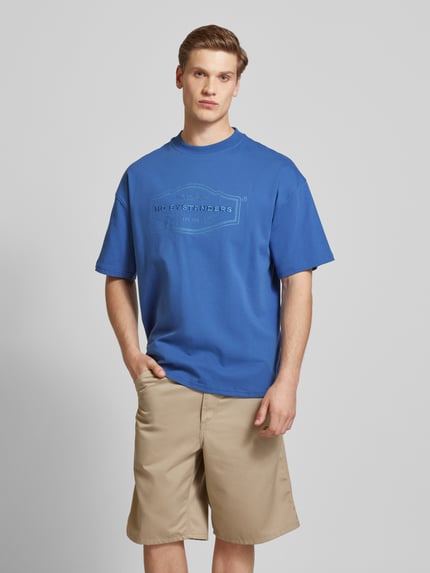 NO BYSTANDERS® T-shirt z wyhaftowanym logo model ‘BERRY’ Niebieski 4