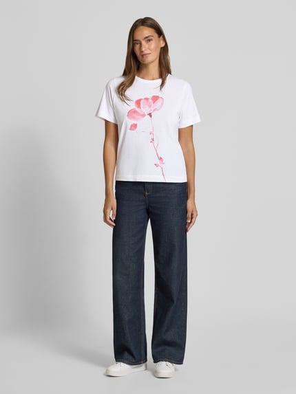 Jake*s Studio Woman T-Shirt mit Rundhalsausschnitt und Motiv-Print Weiss 1