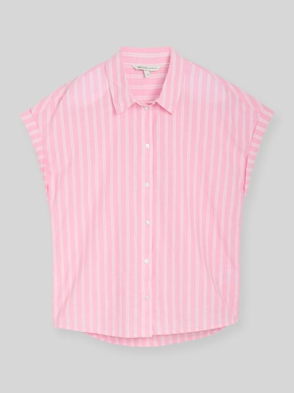 Tom Tailor Denim relaxed fit blouse van puur katoen Felroze - 2