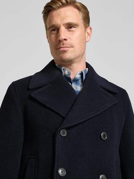 BOSS Slim Fit Mantel aus Woll-Mix Modell 'H-Hyde-Peacoat-264' Marine 3
