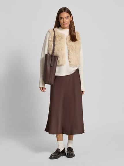 Apricot Cropped Weste aus Kunstfell mit Rundhalsausschnitt Sand 1