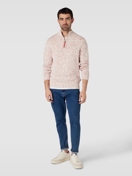 Fynch-Hatton Strickpullover mit Troyer-Kragen Koralle Melange 1