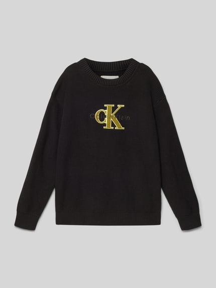 Calvin Klein Jeans Strickpullover mit gerippten Abschlüssen Black 1