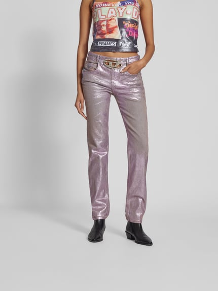 Diesel Jeansy w błyszczącym designie Metaliczny różowy 4