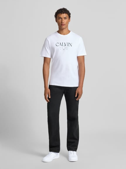 CK Calvin Klein T-Shirt mit Label-Print und Rundhalsausschnitt Weiss 1