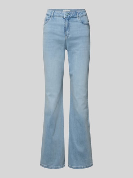 Produktfoto, Flared Jeans mit Knopfverschluss von Christian Berg Woman aus hellblauem Baumwoll-Mix im 5-Pocket-Design, glatte Struktur