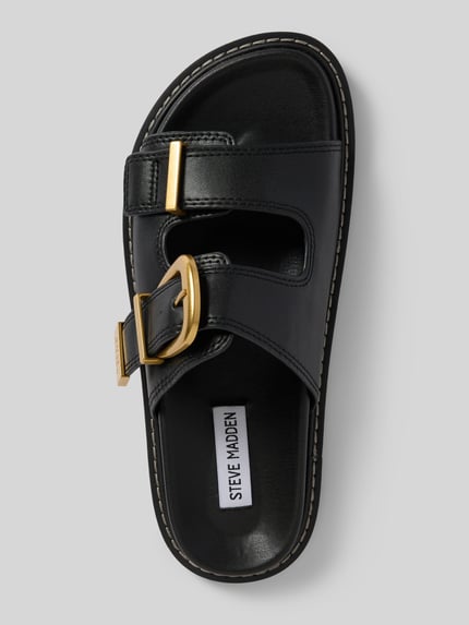 Steve Madden Slippers met doornsluiting en labeldetail, model 'ARCH' Zwart - 3