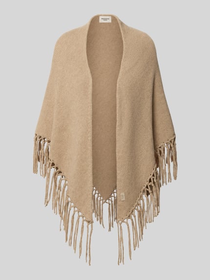 Produktfoto, Poncho aus reiner Schurwolle mit Fransen Modell 'TORNADO' von Max Mara in Beige, grobe Textur, Damen Poncho von Weekend Max Mara