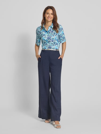 ETERNA Relaxed Fit Hemdbluse mit floralem Allover-Print Blau 1