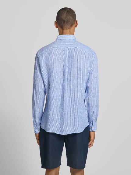 Fynch-Hatton Slim Fit Leinenhemd mit Button-Down-Kragen Royal 5