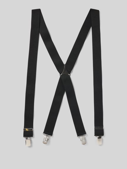 Productfoto, zwarte Hosenträger in X-Form van Lloyd Men's Belts met metalen rugdeel, verstelbare banden en clips, vierdelig set.