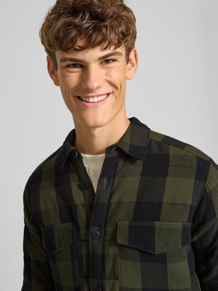 ONLY & SONS Regular fit overhemdjack van puur katoen, model 'GUDMUND' Olijfgroen - 3