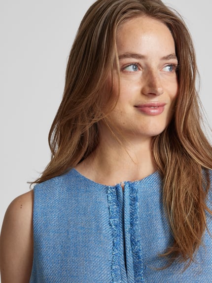 Stefanel Minikleid mit Leinen-Anteil Hellblau Melange 3