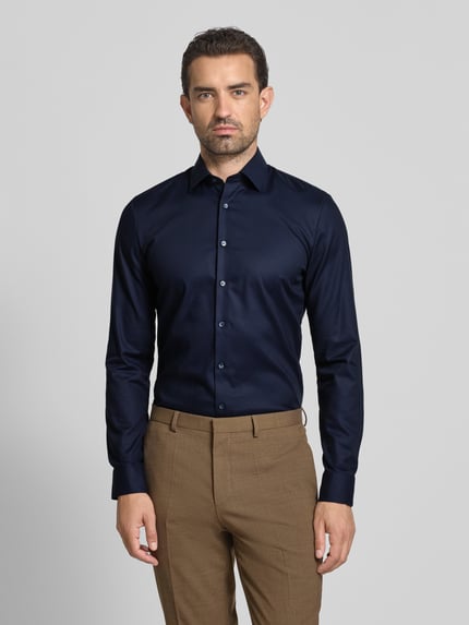 OLYMP No. Six Super slim fit zakelijk overhemd met kentkraag Marineblauw - 4