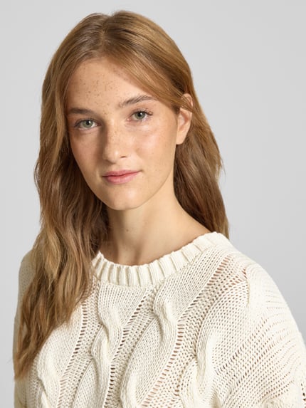 NOISY MAY® Regular fit pullover in gebreide look, model 'Finn' Offwhite - 3