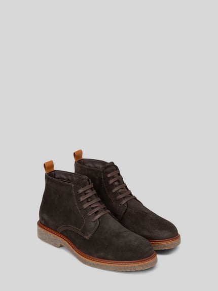 Marc O'Polo Boots aus Rindvelours mit Kreppsohle Dunkelbraun 1
