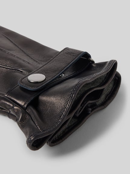 Productfoto, Handschoenen uit echt leer met touchscreenfunctie van Akaroa, Heren handschoenen, model 'Cash' met deelnaad en trensje met drukknoopsluiting