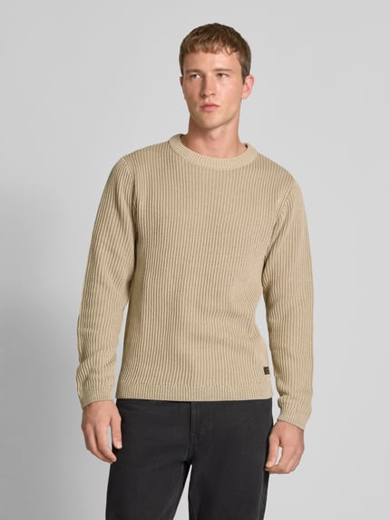 JACK & JONES Gebreide pullover met ribboorden, model 'DOVER' Beige - 4