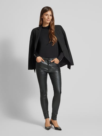 VILA Skinny Fit Jeans mit Glitter-Effekt Modell 'SARAH' Black 1