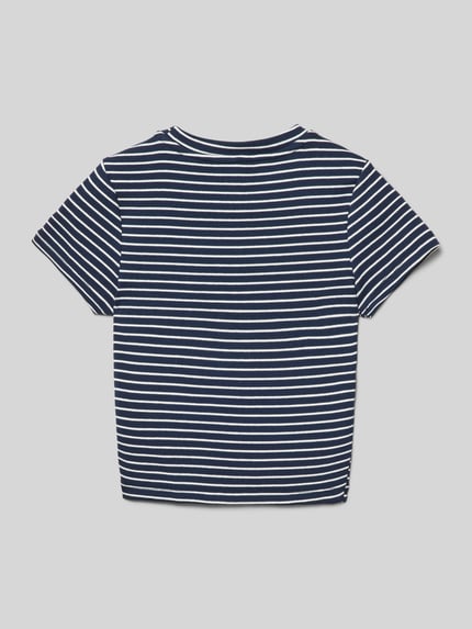 Blue Effect Cropped T-Shirt mit Streifenmuster Marine 3