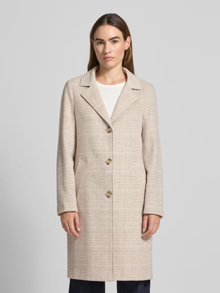 s.Oliver RED LABEL Płaszcz wełniany o kroju regular fit ze wzorem w kratę Beżowy 4