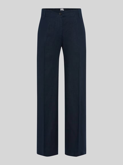 Brax straight fit linnenbroek met elastische band Marineblauw - 2