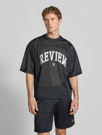 REVIEW T-Shirt aus Mesh mit Logo-Print Black 4