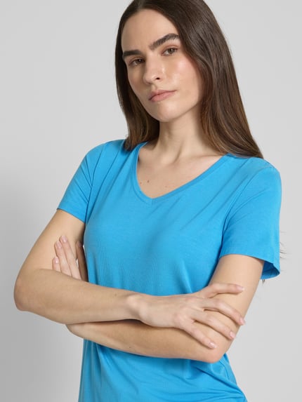 SCHIESSER T-shirt met geribde V-hals Koningsblauw - 3