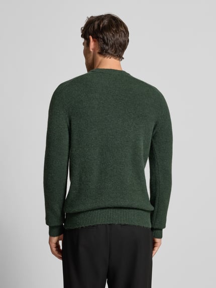 Selected Sweter z dzianiny o kroju regular fit z dodatkiem wełny z alpaki model „RAI” Ciemnozielony 5